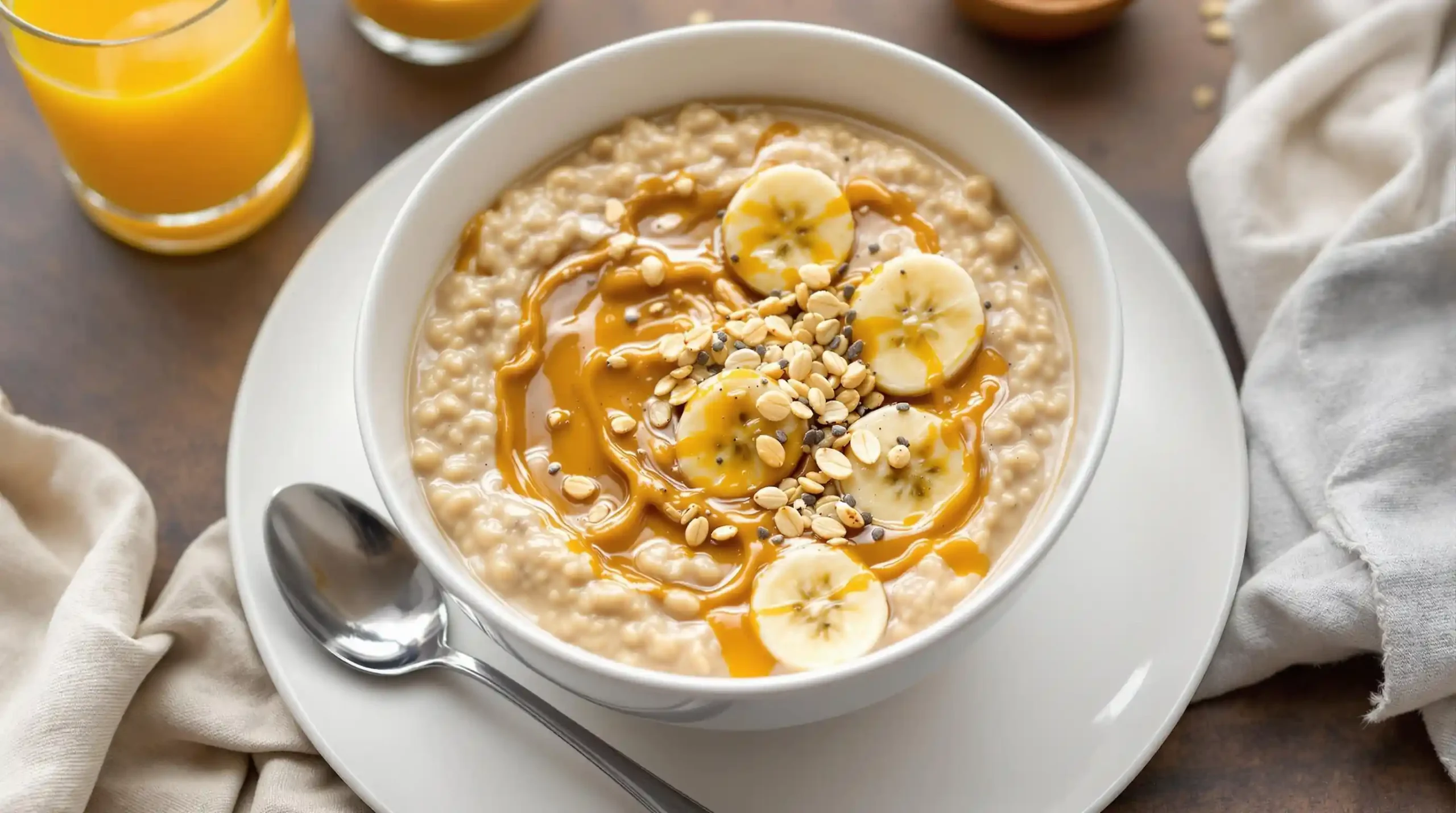 Easy Kosher Meal Prep Ideas for Protein and Calorie Boost 1 high calorie high protein kosher meal prep ideas: Peanut butter banana overnight oats, a nutritious and calorie-rich kosher breakfast.