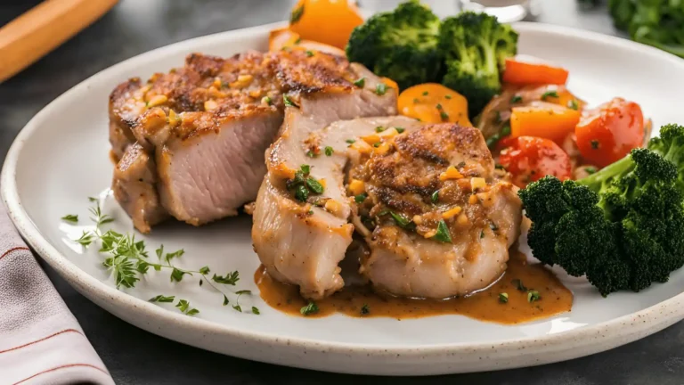 Irresistible Stuffed Pork Chops: A Flavorful Delight for Any Occasion 9 Plated stuffed pork chops served with vegetables