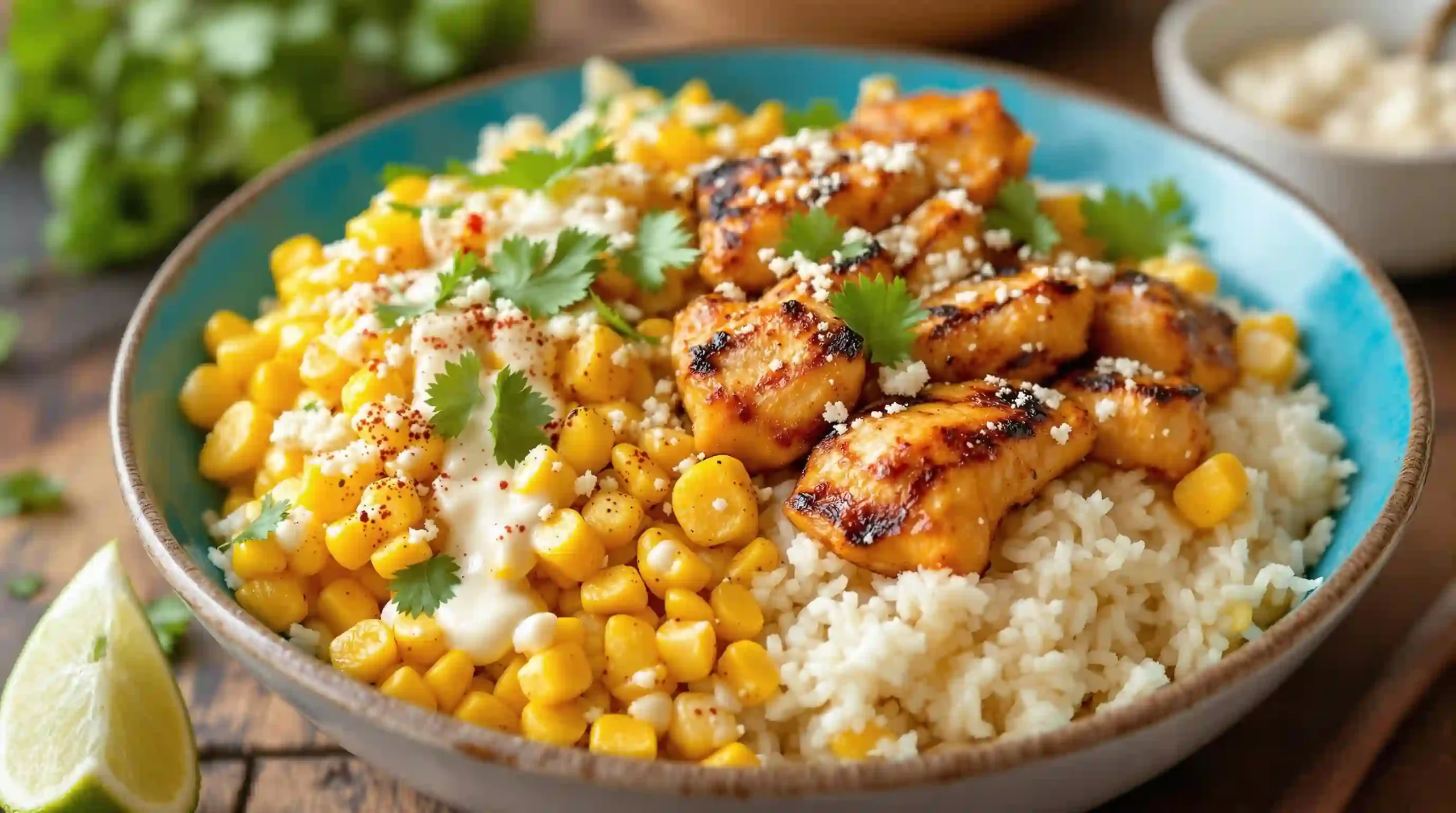 Street Corn Chicken Rice Bowl