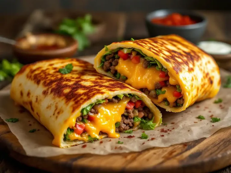 Grilled Cheese Burrito: A Perfect Fusion of Comfort Foods 10 A delicious grilled cheese burrito with golden, crispy edges and melted cheese oozing out.