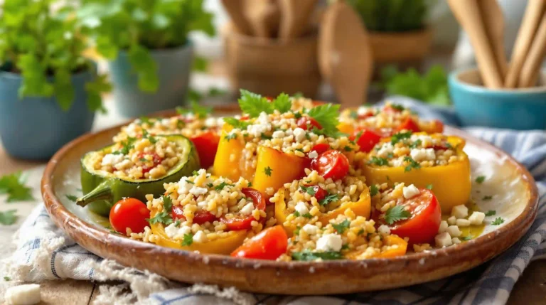 Gemista Recipe: A Delicious Taste of Greece 4 Traditional Greek Gemista recipe with stuffed vegetables, rice, and herbs.