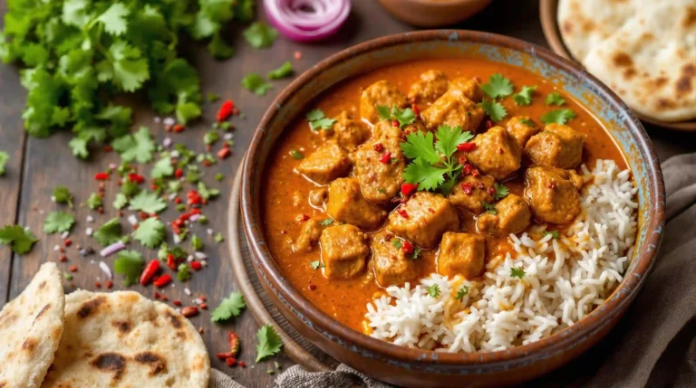 How to Make Lamb Curry: A Flavorful Recipe That Will Impress 6 A bowl of delicious lamb curry served with rice and naan bread.