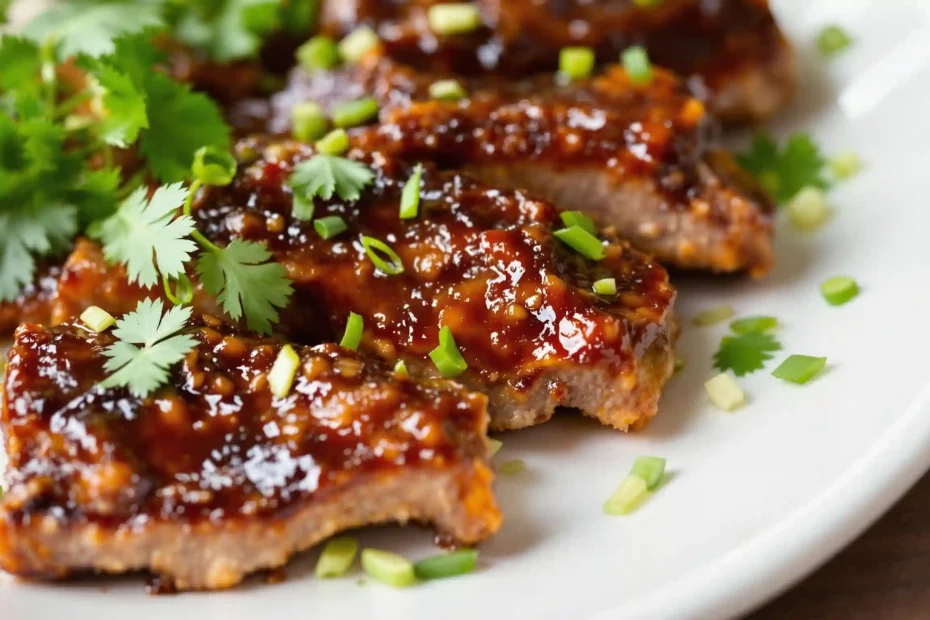 A beautifully arranged platter of cooked boneless beef ribs recipe garnished with parsley and green onions.