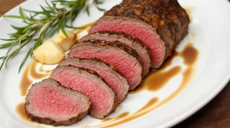 The Ultimate Guide to Beef Bottom Round Roast: Tender, Flavorful, and Easy to Prepare 11 Perfectly cooked beef bottom round roast sliced and plated