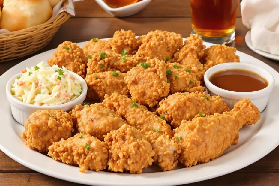 Delicious kettle fried chicken served with sides