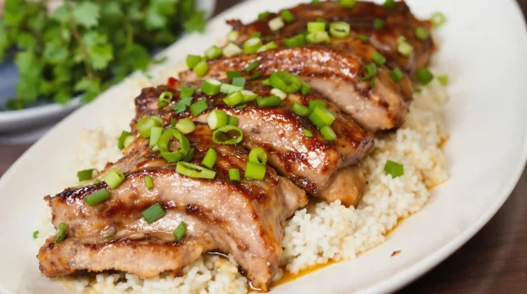 Slow Cook Pork Riblets: Tender, Flavorful, and Irresistibly Delicious 7 Serving delicious slow cook pork riblets garnished with chopped parsley and sliced green onions