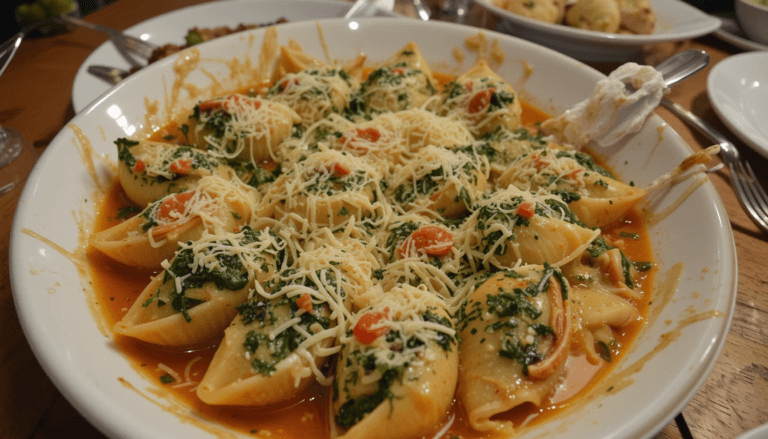 Delicious Chicken and Spinach Stuffed Shells: A Step-by-Step Recipe 5 Chicken and spinach stuffed shells served at a dinner table