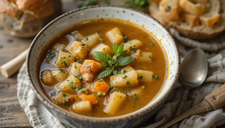 turkey soup recipe: Delicious turkey soup made with homemade turkey stock, garnished with fresh herbs