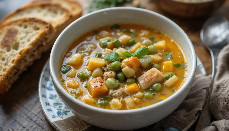 Delicious Chicken Vegetable Soup Recipe: A Comforting Classic 5 Chicken vegetable soup recipe: Chicken vegetable soup served with crusty bread for a comforting meal