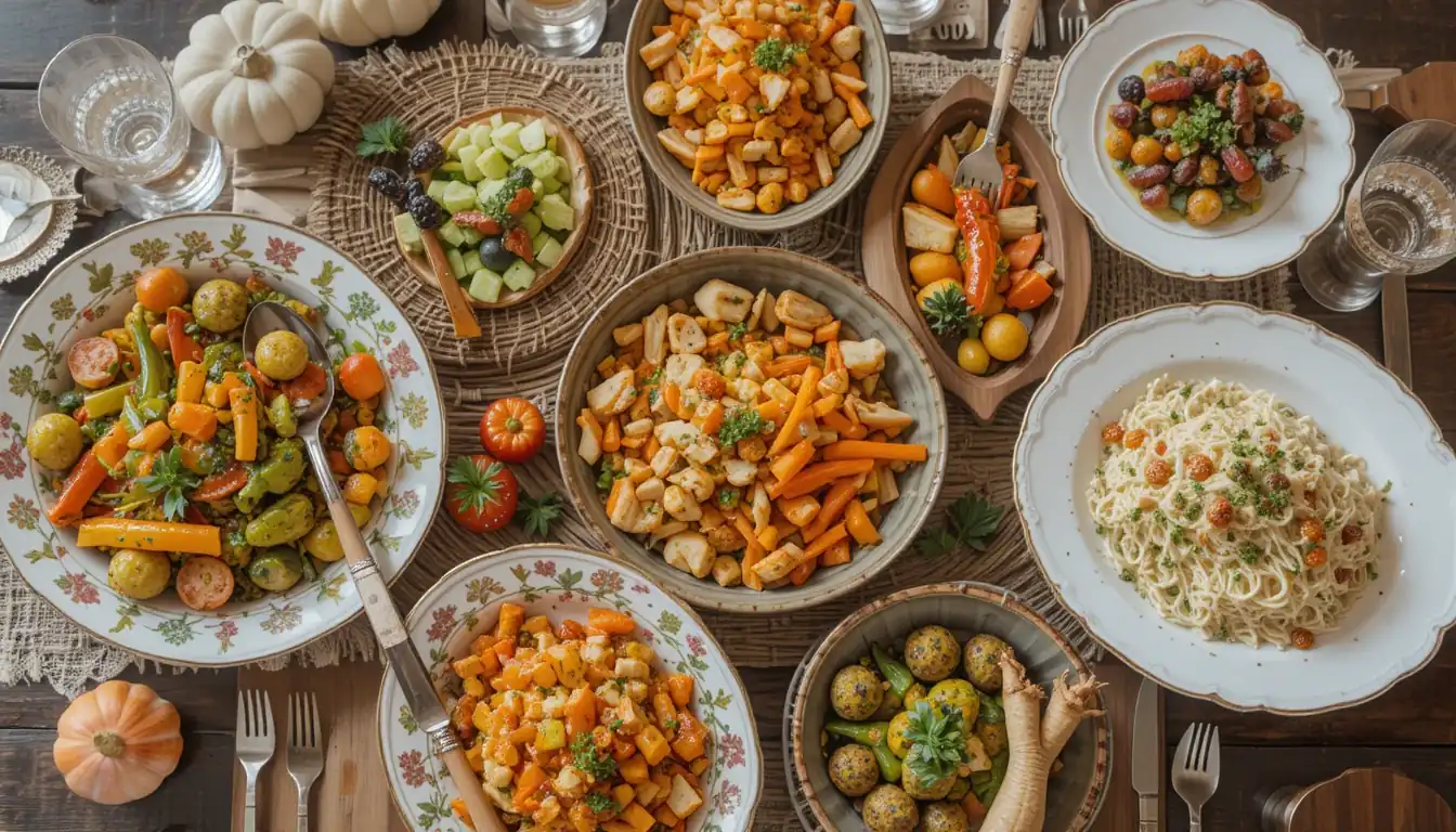 Delicious Thanksgiving Vegetable Sides: Elevate Your Holiday Feast 1 A festive Thanksgiving table setting featuring delicious Thanksgiving vegetable sides.