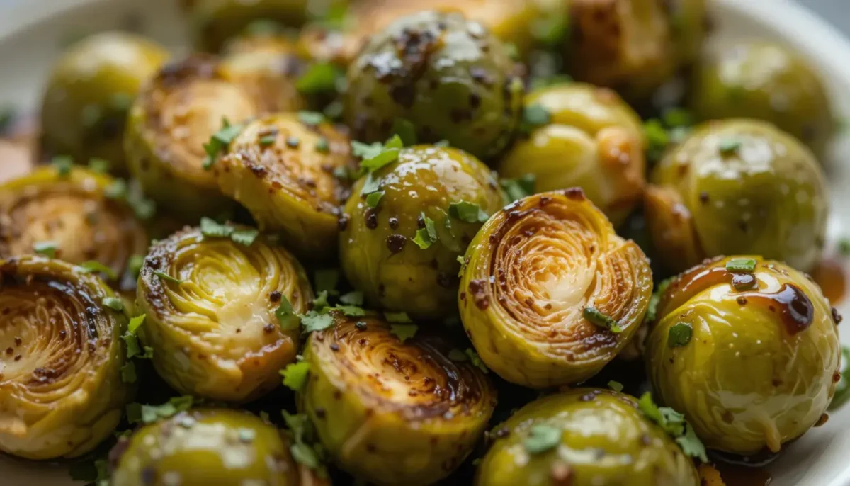 Roasted Brussels sprouts with balsamic glaze for Thanksgiving vegetable sides Roasted Brussels sprouts with balsamic glaze for Thanksgiving vegetable sides