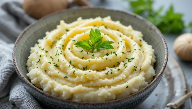 Garlic Mashed Potatoes: The Creamy, Flavorful Side Dish You Need 11 Creamy garlic mashed potatoes garnished with fresh herbs in a serving bowl