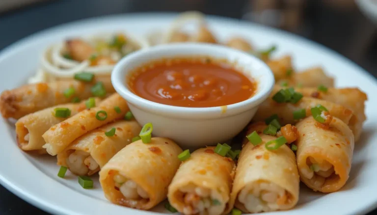Delicious Vegetable Egg Roll Recipe: A Crunchy Delight for Everyone 3 Delicious vegetable egg rolls served with soy sauce on a platter