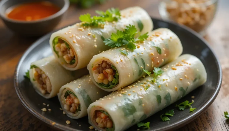 Spring Roll Recipe No Cooking: A Fresh and Delicious Meal Prep Idea 7 No-cook spring rolls garnished with sesame seeds and fresh herbs