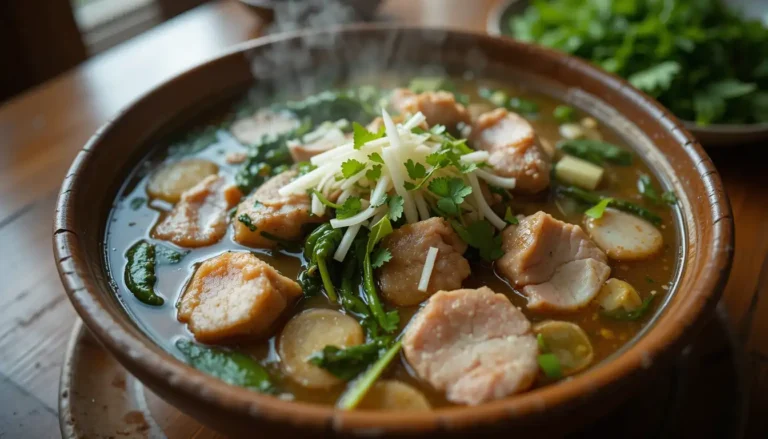 Incredible Filipino Sinigang Pork Stew 7 Delicious Filipino Sinigang Pork Stew in a serving bowl, ready to eat.