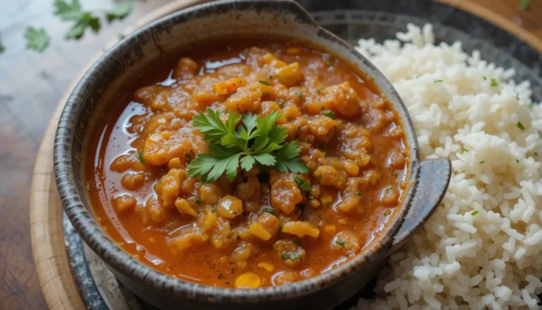 ri Lankan Coconut Sambal served in a bowl alongside a traditional rice dish
