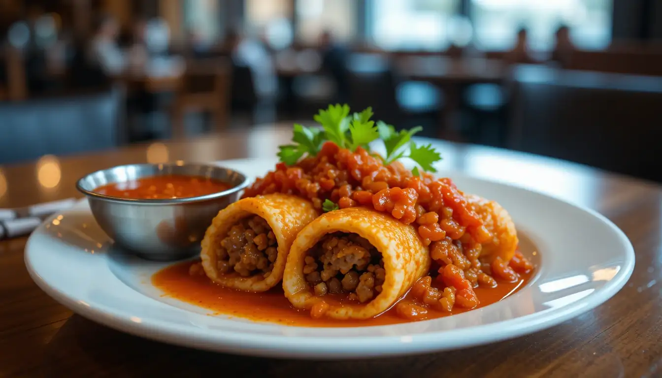 Discover the Delight of Bolivian Salteñas: A Step-by-Step Recipe 1 Bolivian Salteñas plated and ready to eat, served with a side of spicy Llajua hot sauce.
