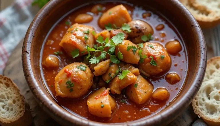 Delicious Maltese Rabbit Stew Recipe 3 A bowl of Maltese Rabbit Stew, garnished with fresh parsley, served with crusty bread