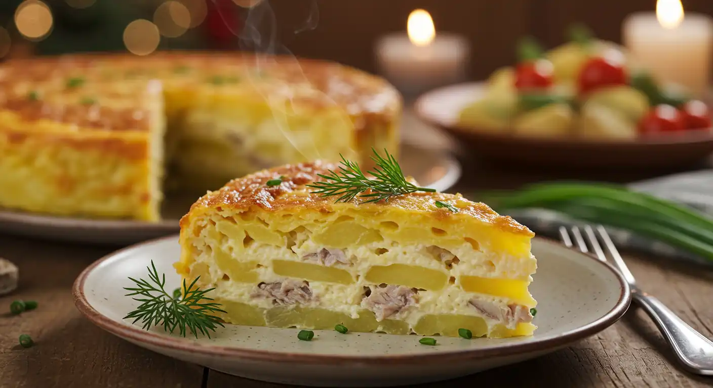 Delicious Janssons Frestelse: Ultimate Guide! 4 A delicious serving of creamy Janssons Frestelse on a plate, showcasing its layers; a classic Swedish dish